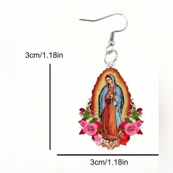 Virgin Mary Floral Earrings - Picture 6 of 6